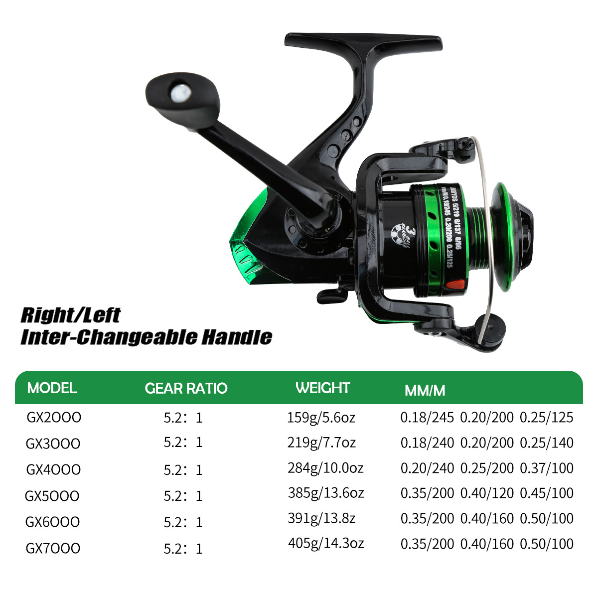 Fishing Rod Surf - Metal Spinning Reel 5.2:1 Gear Ratio
