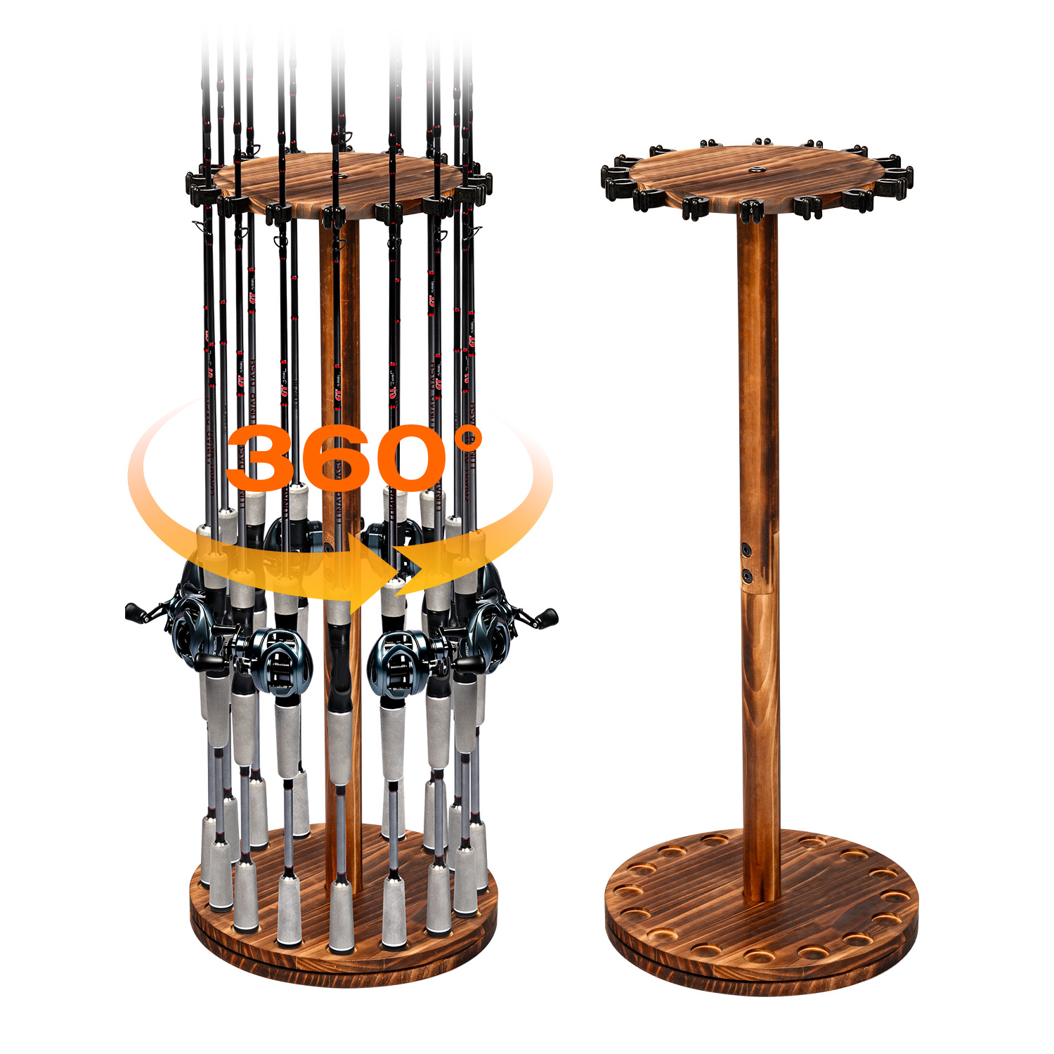 Round Carbonized Wood Fishing  - Fishing Rod Rack review and price